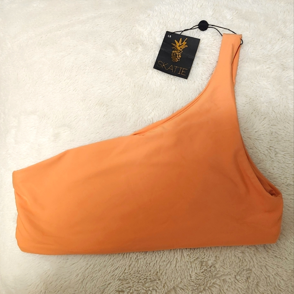 Skatie Orange One-Shoulder bathing suit Top
